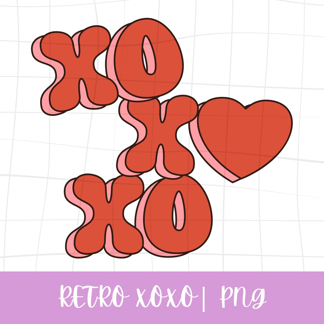 Xoxo Png, Retro Valentine Png, Love Png, Groovy Valentine Heart Png ...