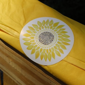 Sunflower Mandala Sticker | Yellow Floral Vinyl Decal | Waterproof Sticker for Water Bottles, Laptops & More