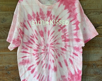 Pink Tie Dye T-Shirt: Sun-Kissed Graphic Tee - Hand Dyed Boho Shirt
