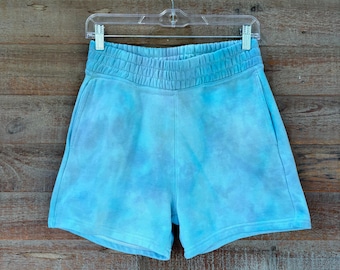 Hand-Dyed Blue Tie-Dye Lounge Shorts – Cozy Unisex Fit, Soft Cotton Blend, Summer Loungewear