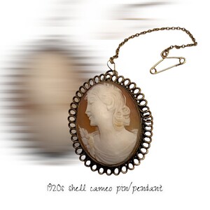1920s antique Victorian English Cameo brooch or pendant - vintage high quality - genuine shell cameo brooch and PINCHBECK setting-Art.946/5