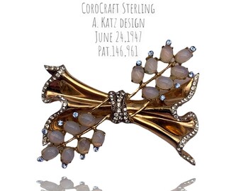 Vintage 1940's Signed CORO CRAFT STERLING Gold Plated Brooch With
