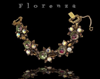 Gorgeous Florenza watermelon Shades bracelet vintage - Chunky with a bit of glitz collectable bracelet signed - Art.756/5