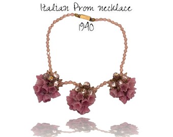 Fabulous Italian Glass ancient Flower Necklace - Figural Flower Garden Necklace-real rarity - Prom Jewel - Art.823/5