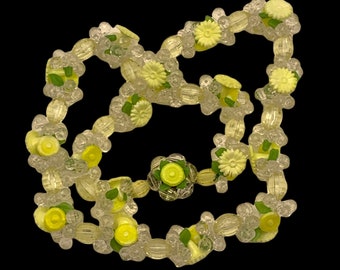 1950s M.West Germany Lucite Flower Necklace - crisp lemon color and clear for a fashionable floral necklace - Art.889/4