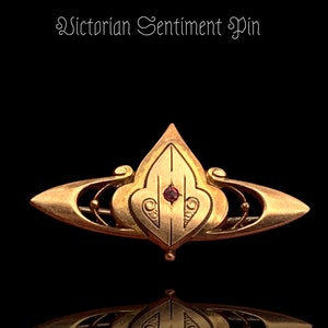 Authentic sentimental jewelry Victorian era brooch - antique Victorian pinchbeck with Garnet,  jewellery for collector-Art.568/5