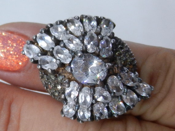 1950s Statement Cocktail Ring large design with s… - image 8