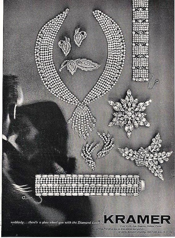 1957 Kramer Diamond Look Collection Brooch - Amazing Diamante