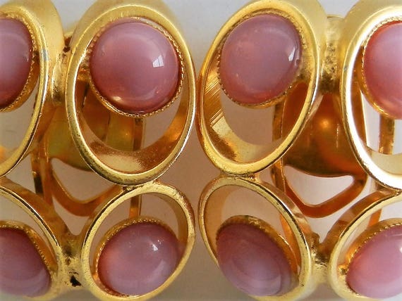Art glass Pink Cyclamen/Mauve color cabochons set… - image 5