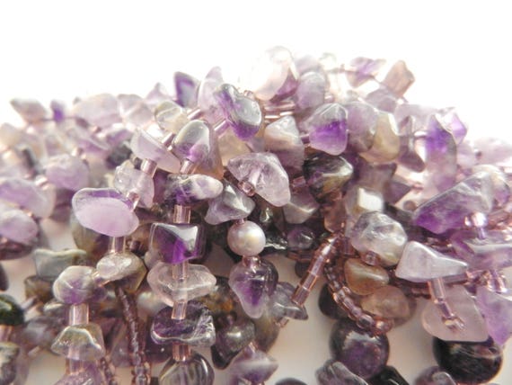 Real Violet amethyst, genuine freshwater pearls &… - image 8