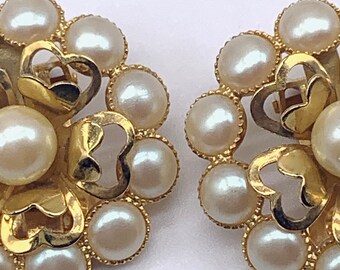 boucles d'oreille clips bijou vintage signé fleur finement