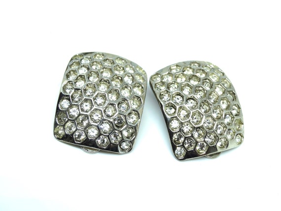 Fantastic vintage Earrings 1970 - clare pave crys… - image 5