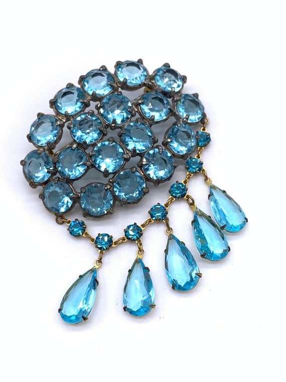 Edwardian-era inspired brooch Shining Aqua top qu… - image 9