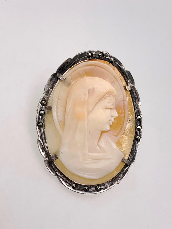 Belle Broche Pendentif Camée Ancienne Argent Massif