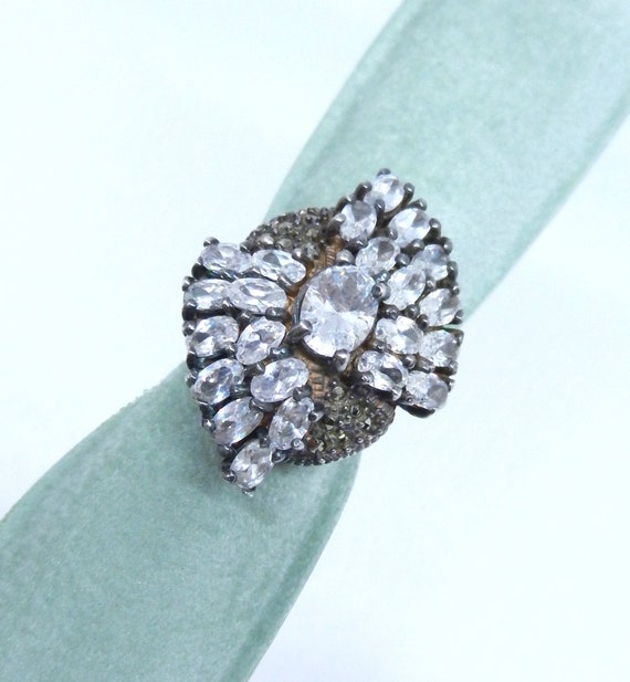 1950s Statement Cocktail Ring large design with s… - image 6