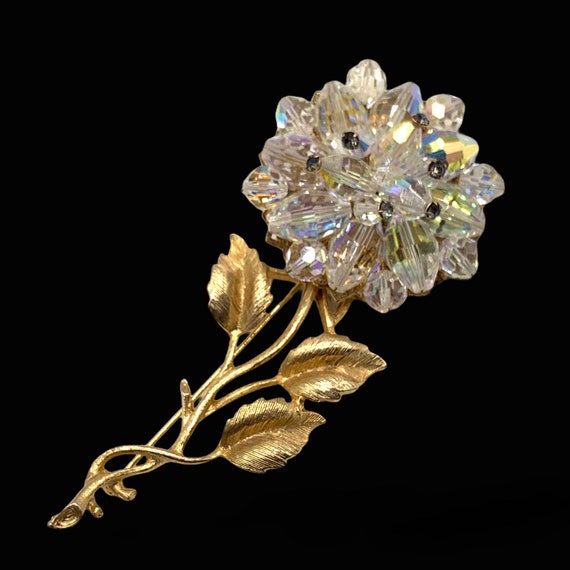 Iridescent Crystals Beaded long stemmed flower Br… - image 3