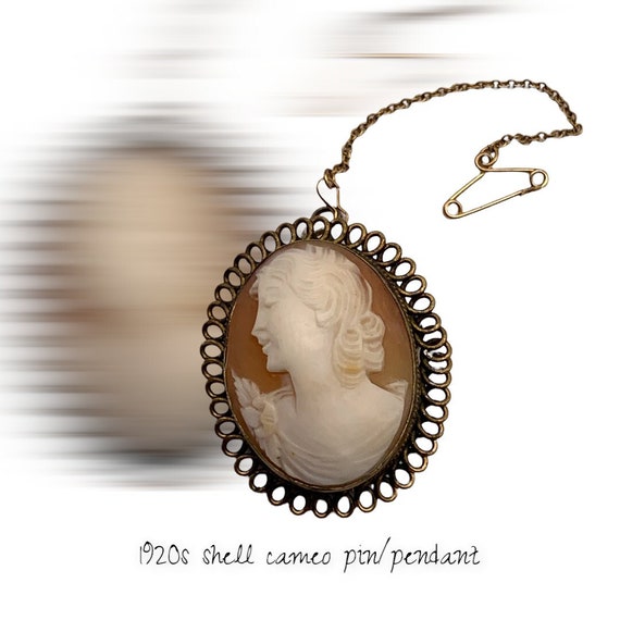1920s antique Victorian English Cameo brooch or p… - image 1