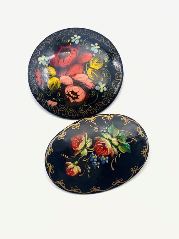 Broche Vintage Ovale Années 60 - Motif Fleuri En Laiton - Pièce Unique Et Inhabituelle