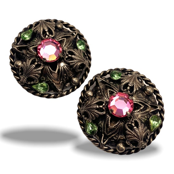 1960s Original Large fabulous domed earrings -Daz… - image 1