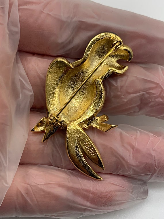 SPHINX Jeweled Parrot bird figural pin Glossy bla… - image 7