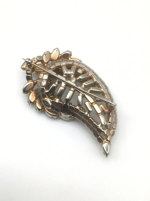 KRAMER NEW YORK Vtg Brooch ca.3" Green Rhinestone… - image 7