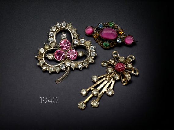 RARE 1940s  3 antique Victorian brooches, gorgeou… - image 1