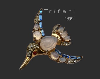 レア　TRIFARI ヴィンテージ　ターコイズ　カボション ブローチ TRIFARI ヴィンテージ ターコイズ カボション ピン ブローチ