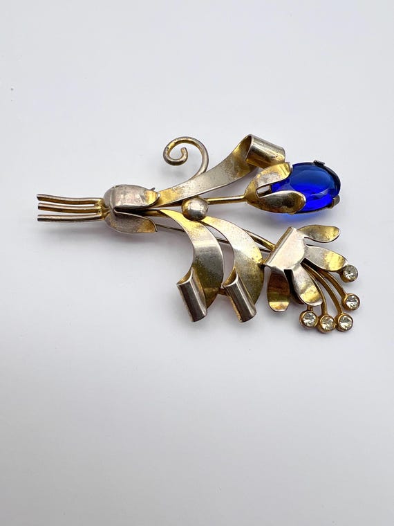 Broche Vintage Laiton Bouquet De Fleurs émaillé - Bijou Ancien Occasion - Décoration Vestimentaire