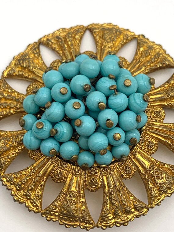 Very nice old 1940s European flower Brooch with g… - image 8