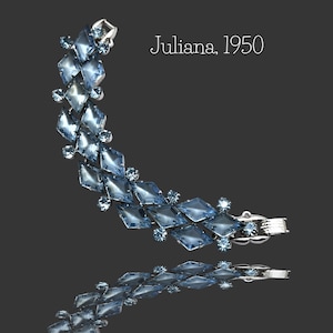 Juliana Frosted Diamonds Bracelet, DeLizza and Elster, Blue Satin Glass, Blue Rhinestone - 1950 Glam and Glitzy  - Art.404/6