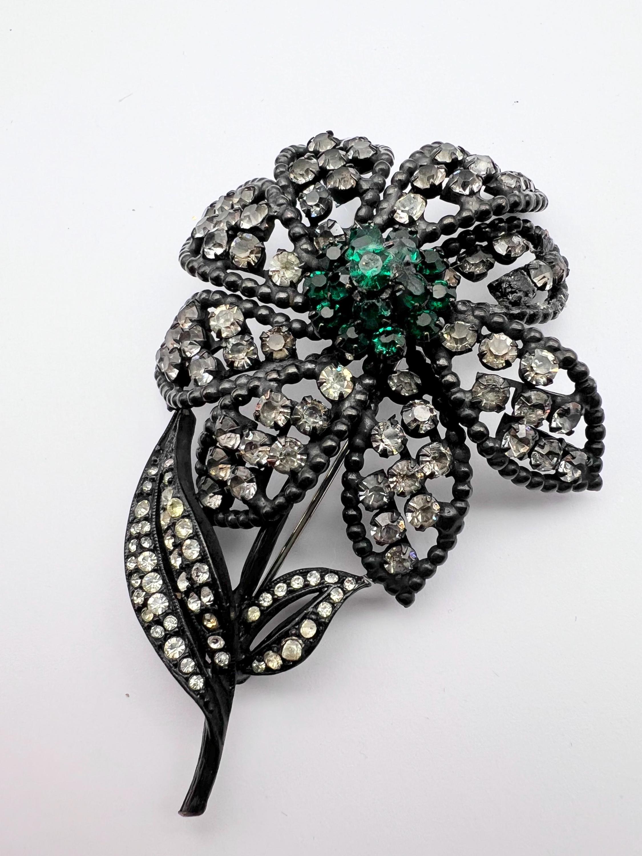 Rare 1961 Art Nouveau Weiss Japanned Setting (black Enamel) Flower