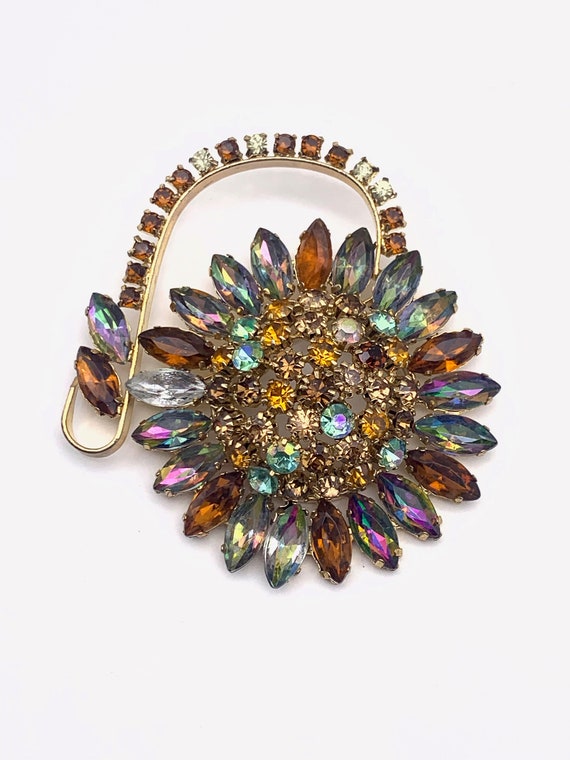 Amazing rhinestones large flower/sunflower  brooc… - image 10