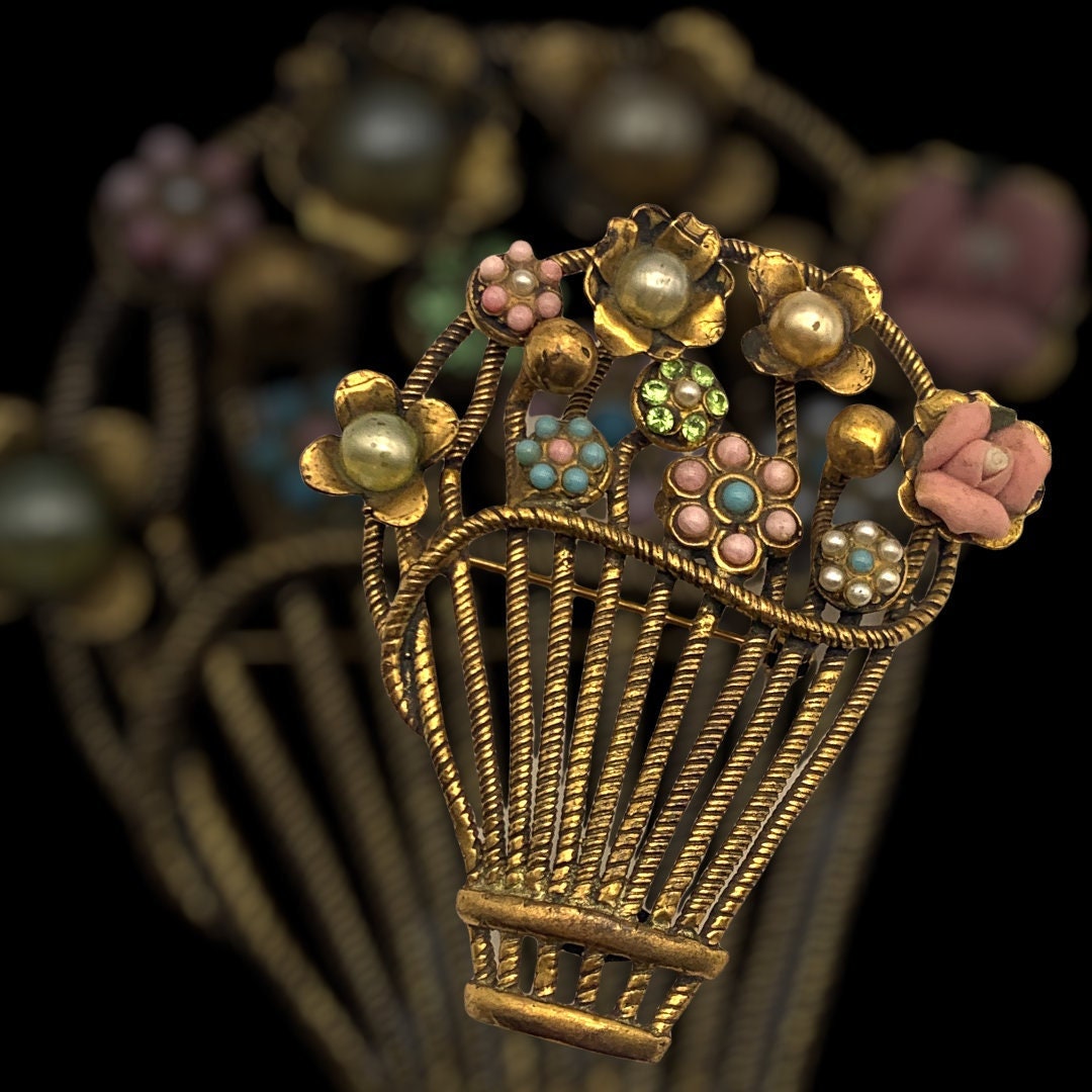 Broche Décorative Turquoise Et Dorée - Pierres Pâte De Verre Et Strass - Métal Sans Nickel - Neuve Avec étiquettes