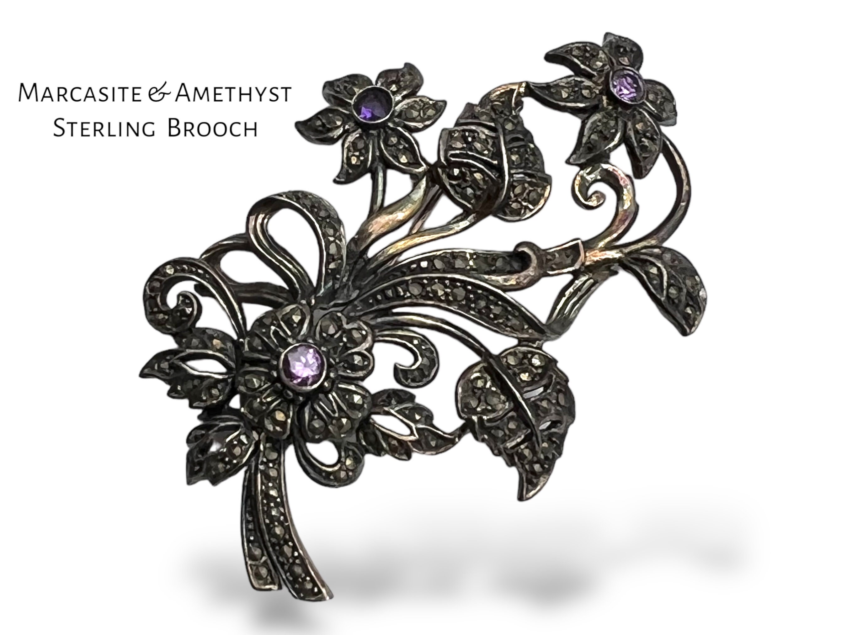 Spilla Antica In Argento Stile Vittoriano - Con Onice - 4 - Foto 6