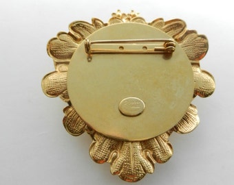 Broche Vintage Magnifique En Vieil Or Avec Topaze Et Perles - Pièce Ancienne Et Charmante