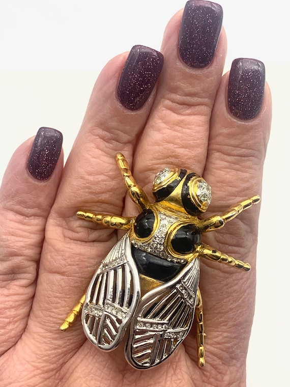 Vtg Large Rare VOGUE BIJOUX Insect Fly BROOCH Pin - High