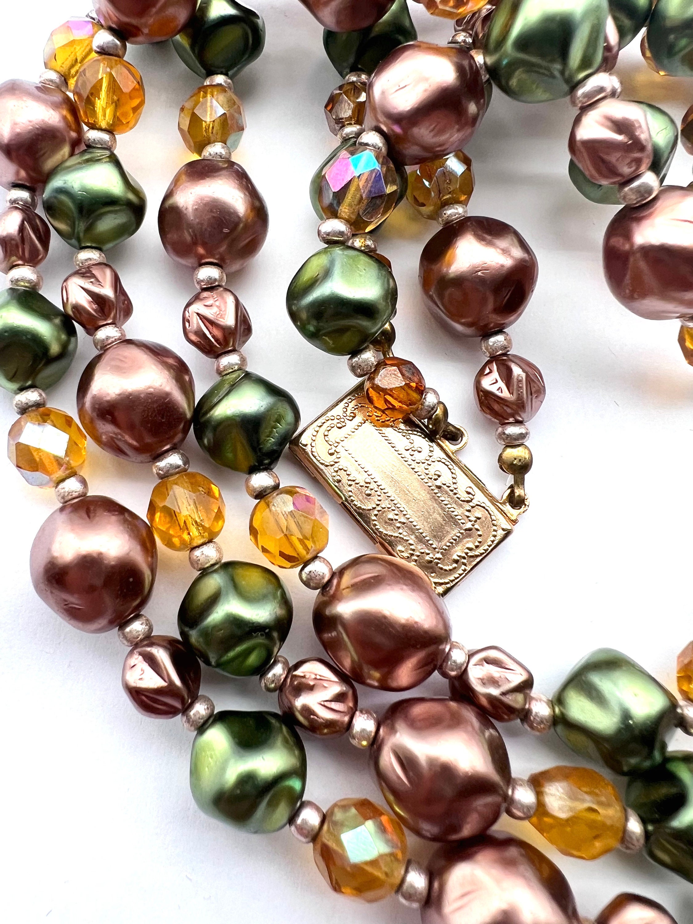 Nostalgiche Perle Di Vetro Veneziane Giuliano Fratti GM In Adorabile Tavolozza Verde - Collana Graduata A 4 Fili - Art.144/7 - Italia - Foto 12