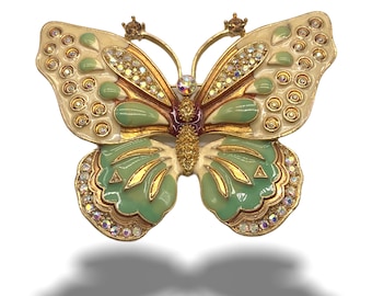 Vintage Kenneth Jay Lane Butterfly Brooch -  huge, dimensional butterfly brooch / pin signed KJL  --Art.880/2--