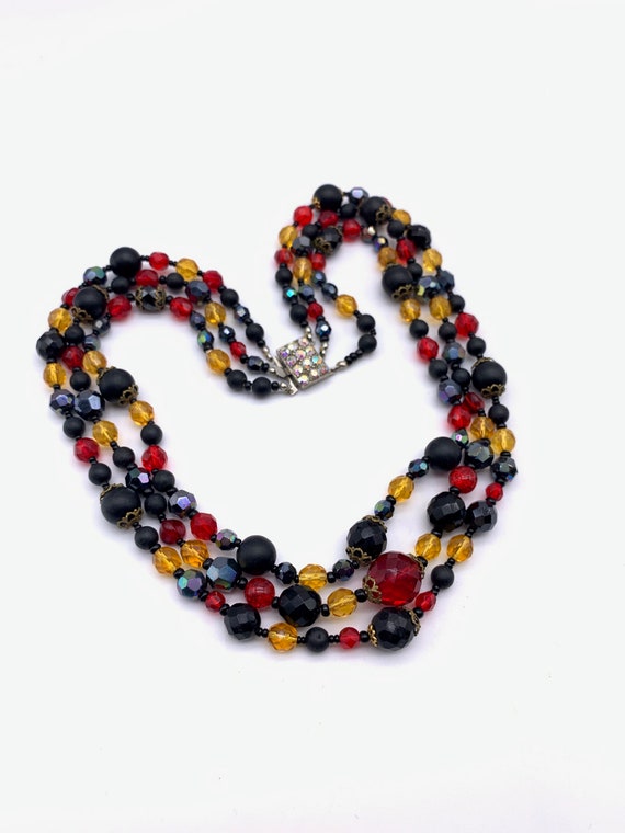 1960s Beautiful  3 Strands cascade necklace, brig… - image 9