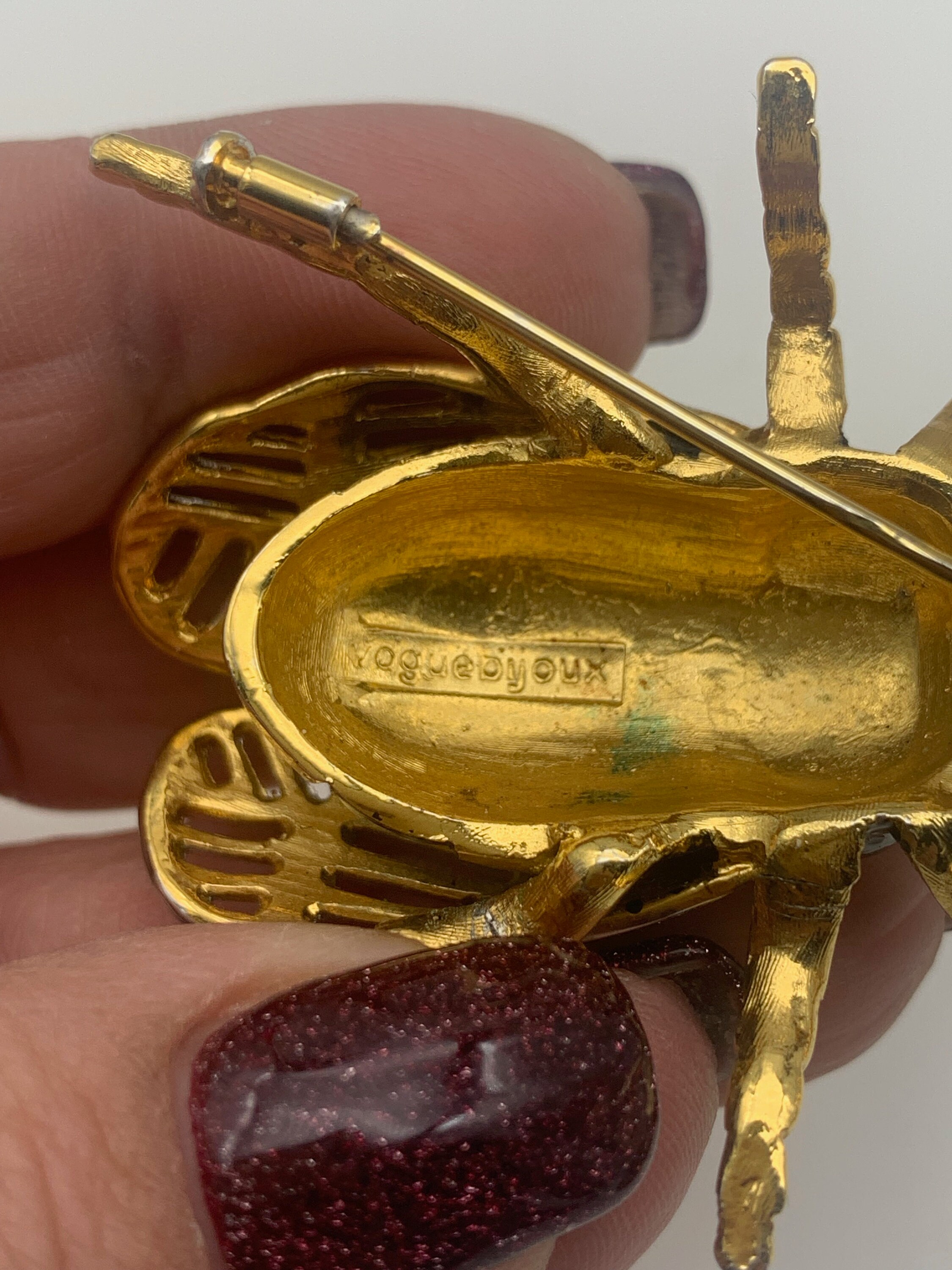 Vtg Large Rare VOGUE BIJOUX Insect Fly BROOCH Pin - High
