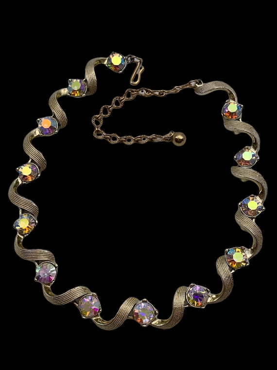 Vintage Kramer Choker Necklace Wavy Links Aurora Bo… - Gem Vintage Kramer Choker Necklace Wavy Links Aurora Bo… - Gem