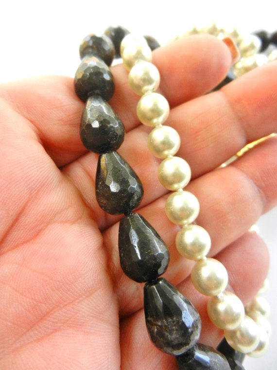 Geo Strands Necklace, Black/White
