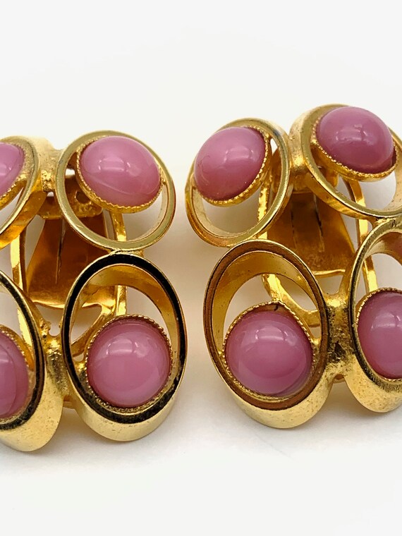 Art glass Pink Cyclamen/Mauve color cabochons set… - image 2