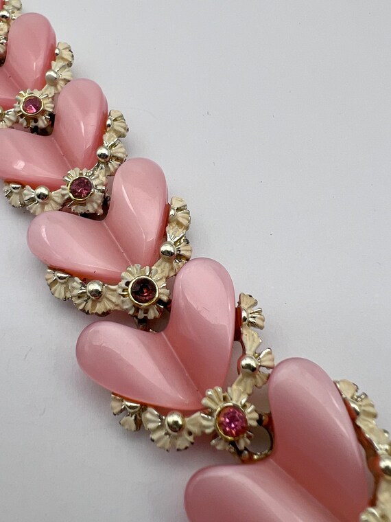 B.S.K. signed lovely Pink  thermoset bracelet - R… - image 8