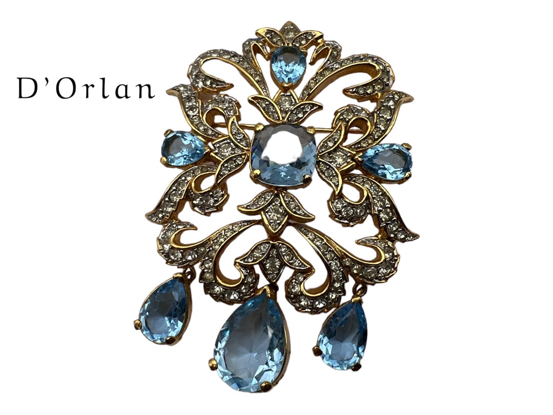 Rare and Fabulous Vintage Dorlan Dangling Brooch Aquamarine Crystals ...
