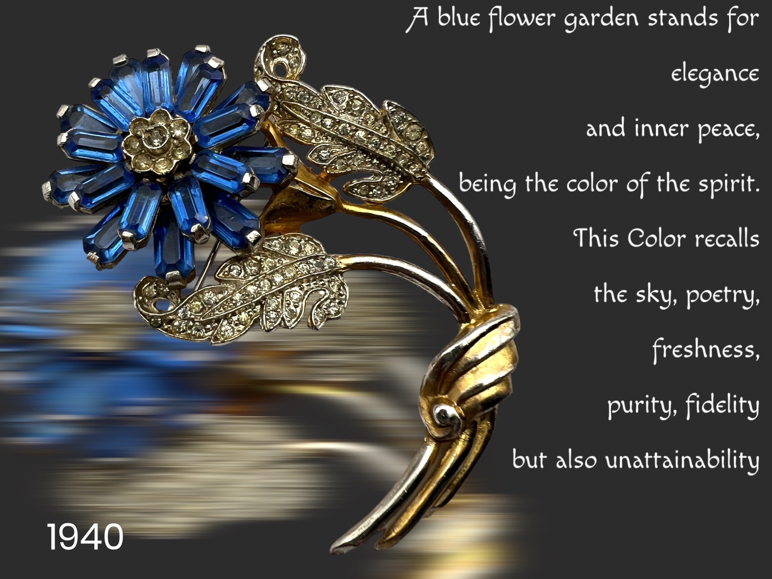 1940s Floral Corsage Brooch Cornflower Blue Flower Brooch
