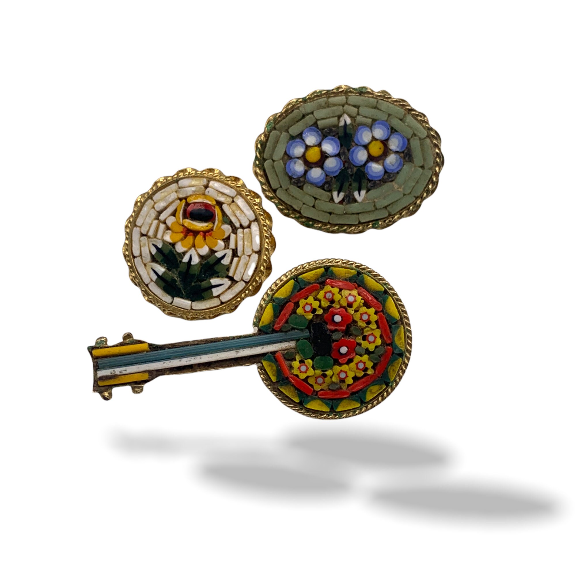 Vintage Italian 1950 - Fabulous Micro Mosaic Brooches ITALY