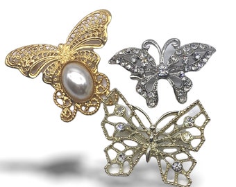 Vintage 50/60 BUTTERFLY Brooches -three charming and feminine collection Original accessory, wedding brooch, gift for mom & her--Art.119--