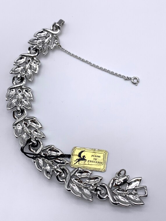 Coro Pegasus Chunky Bracelet Silvertone Leaves Statement Jewelry