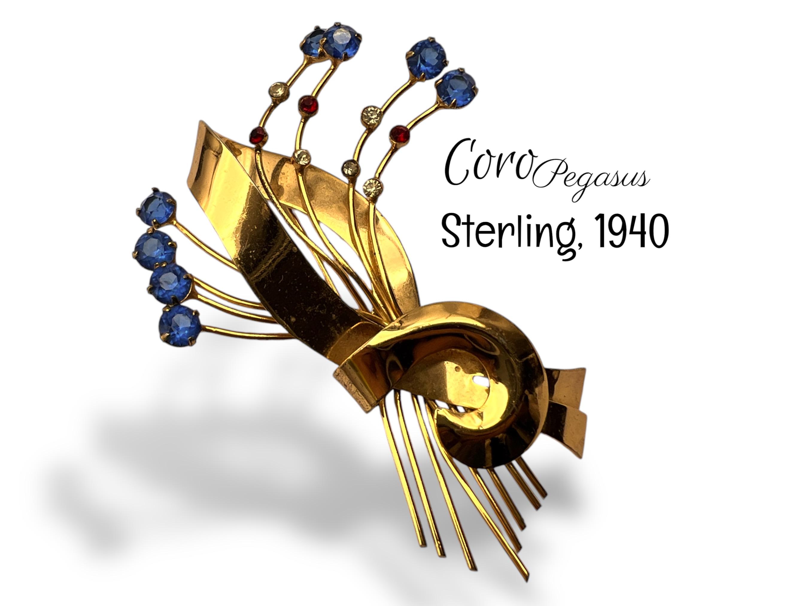 1940 Coro (pegasus) Retro Sterling Gold Plated-beautiful Vtg